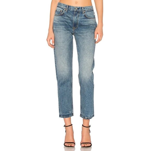 GRLFRND Womens Jeans Crop High Rise Straight Leg Size 28 Blue - Picture 1 of 10